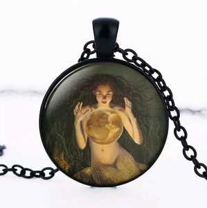 New Mother Mermaid Black Glass Cabochon Necklace